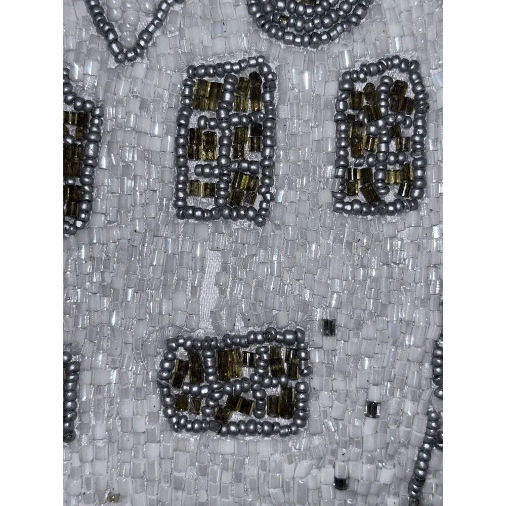 Beaded Holiday Pillow White And Brown 12x18
